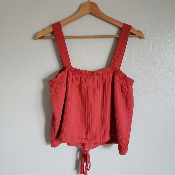 Pact Gauzy Organic Cotton Tie Hem Cropped Tank Top Size Womens Large Sustainable - Picture 7 of 7